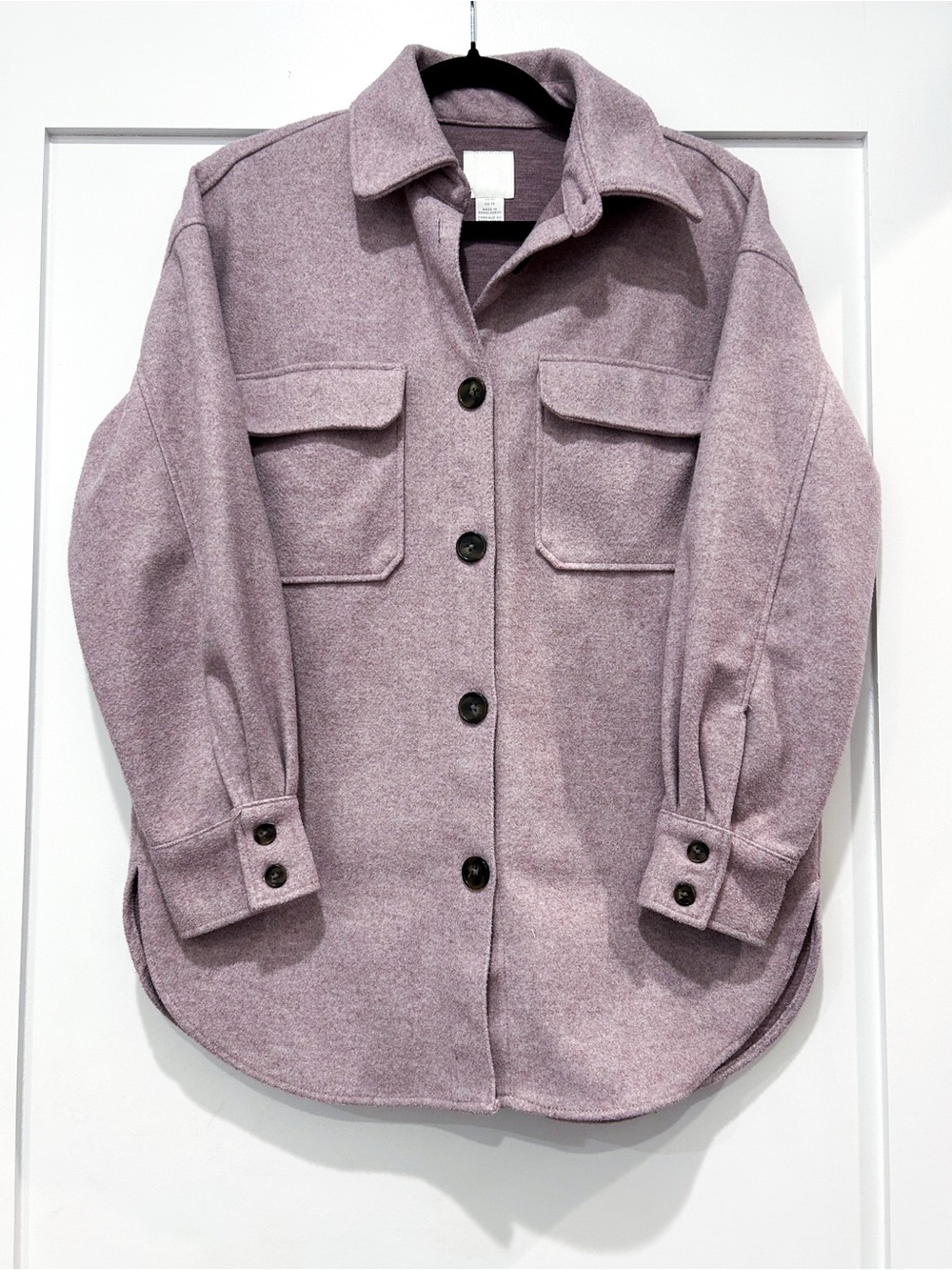 Oversized Mauve Button-Front Women’s Shacket Jacket